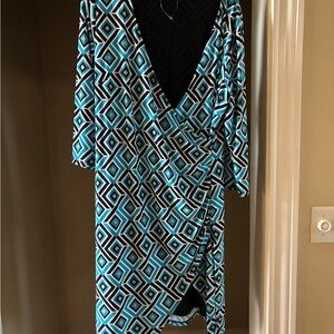 New INC International Concepts Blue/Black Abstract Dress XXL